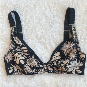Stella McCartney Black and Cream Floral Silk Bralette